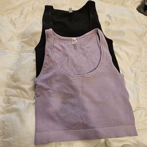 Organic Basics Luxe Viscose Crop Tank Top Lenzing Ecovero Lavender & Black